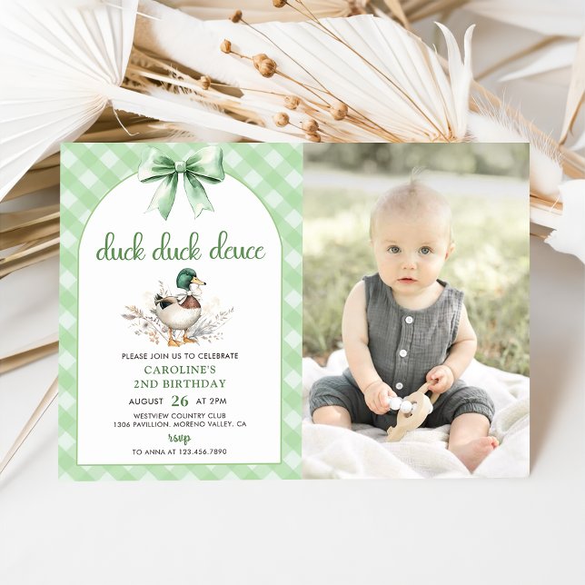 Duck Duck Deuce 2nd Birthday Photo Invitation (Creator Uploaded)