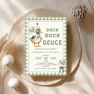Duck Duck Deuce Balloon 2nd Birthday Invitation