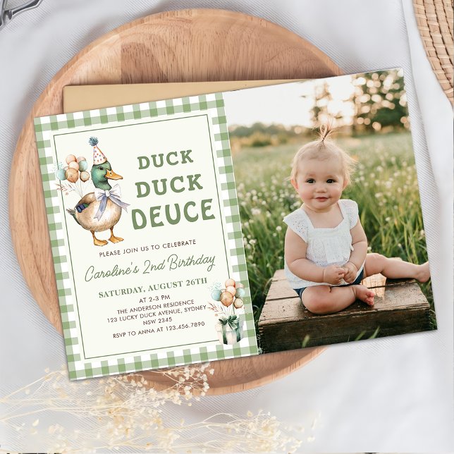Duck Duck Deuce Balloon 2nd Birthday Invitation (Creator Uploaded)