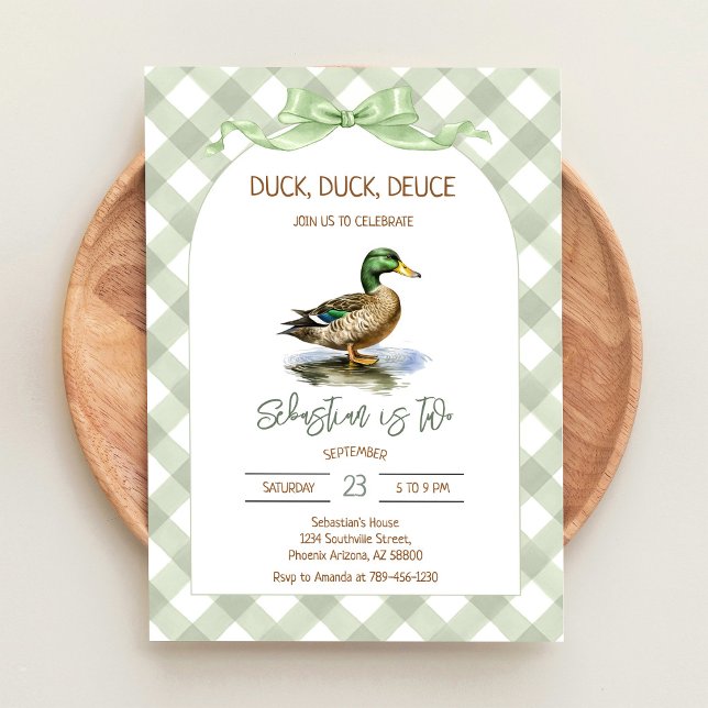 Duck Duck Deuce Mallard Duck Birthday Invitation (Creator Uploaded)