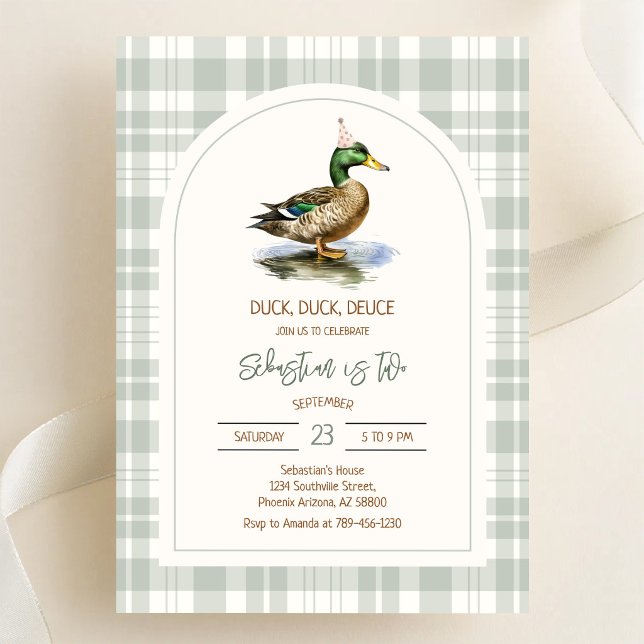 Duck Duck Deuce Mallard Duck Birthday Invitation (Creator Uploaded)