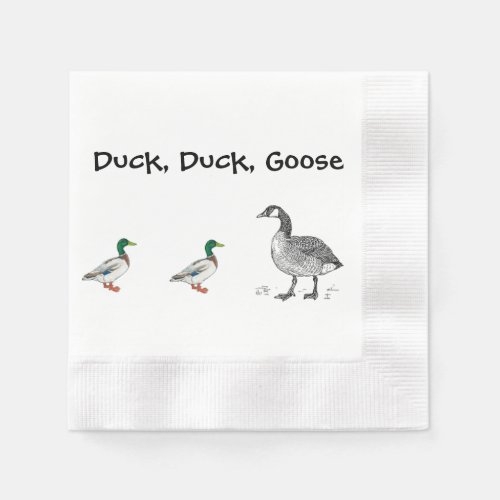 Duck Duck Goose Funny Kids Game Cartoon Pun Napkins