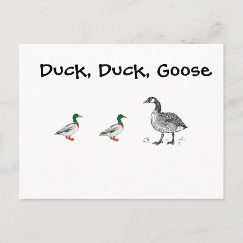 Duck Duck Goose Funny Kids Game Cartoon Pun Postcard