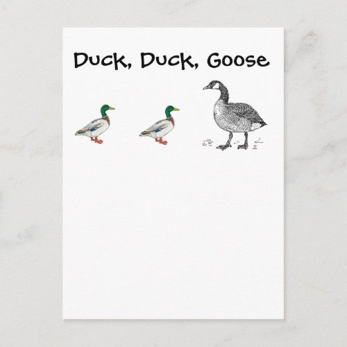 Duck Duck Goose Funny Kids Game Cartoon Pun Postcard