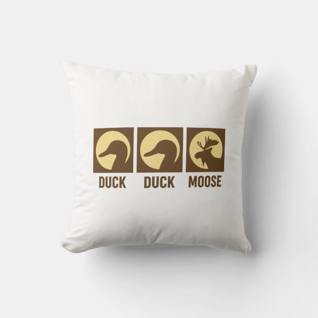 Duck Duck Moose Throw Pillow (Front)