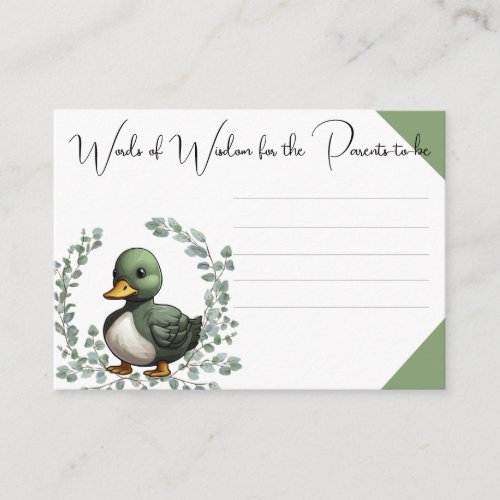 Duck Duck Oh Baby duck theme baby shower Enclosure Card