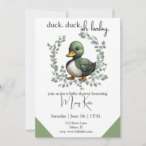Duck Duck Oh Baby duck theme baby shower Invitation