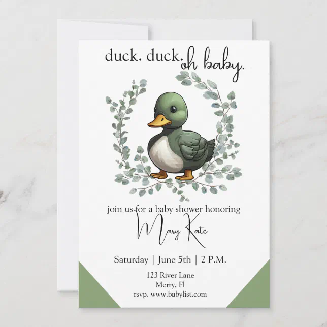 Duck Duck Oh Baby duck theme baby shower Invitation | Zazzle