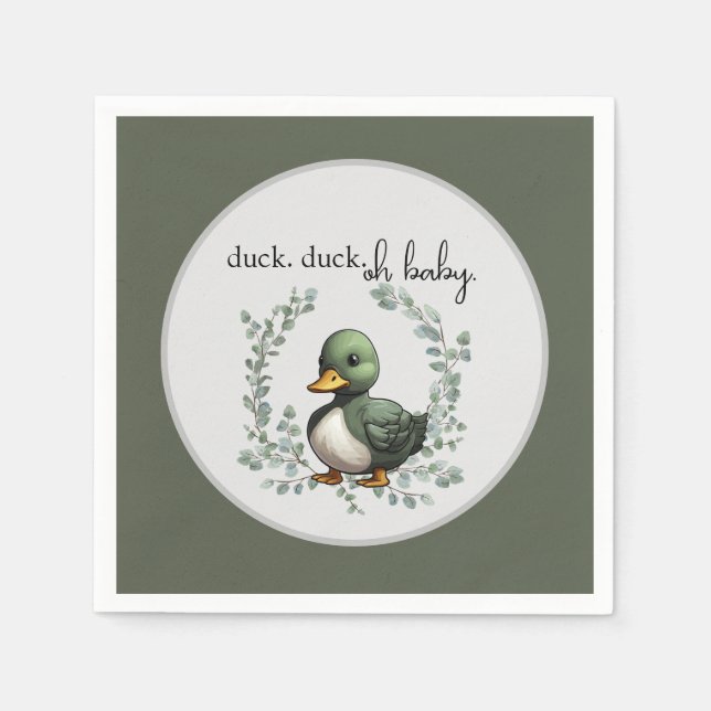 Duck Duck Oh Baby duck theme baby shower Napkins (Front)