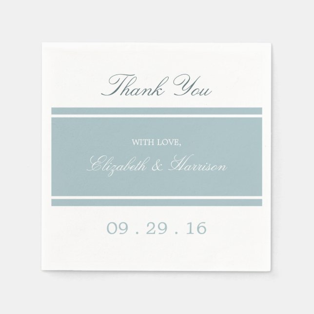 Duck Egg Blue Modern Wedding Paper Napkins (Front)