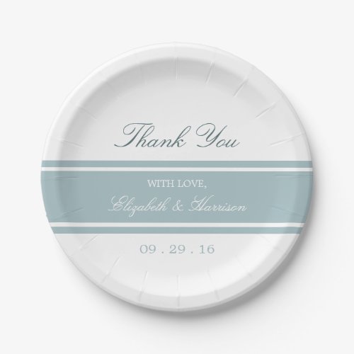 Duck Egg Blue Modern Wedding Paper Plates