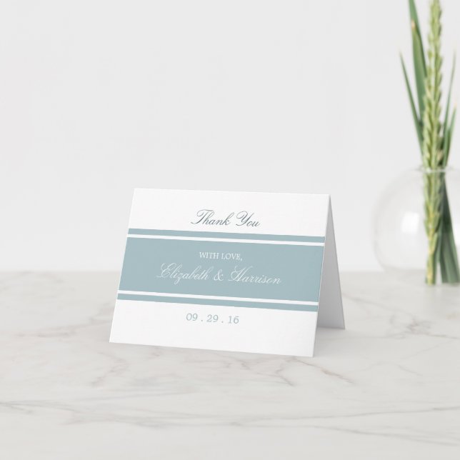 Duck Egg Blue Modern Wedding Thank You Card (Front)
