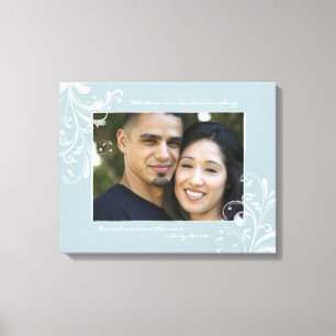 Duck Egg Blue White Floral Photo Template Picture Canvas Print