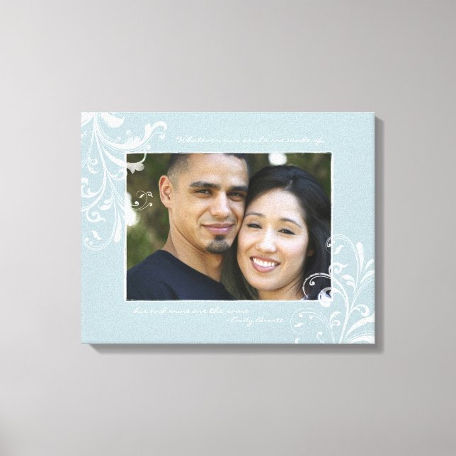 Duck Egg Blue White Floral Photo Template Picture Canvas Print (Front)