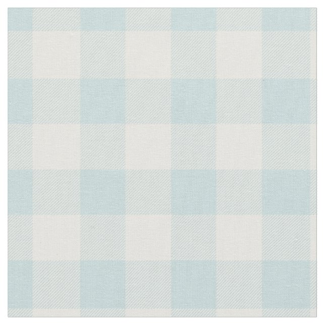 Duck Egg Blue & White Plaid Gingham Fabric (Close Up)