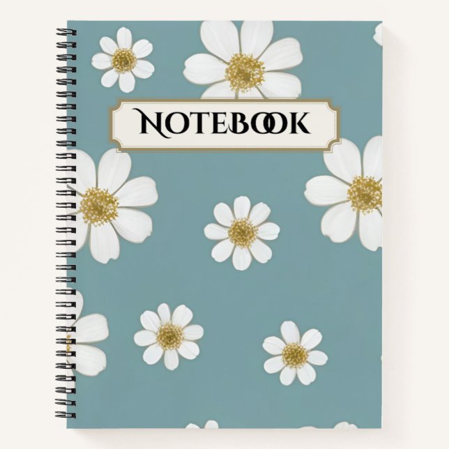 Duck Egg Blue with Daisies, Original Notebook (Front)