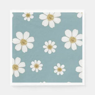 Duck Egg Blue with Daisies, Original Pattern Napkins