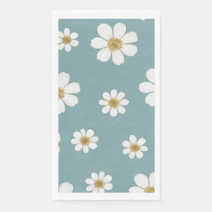 Duck Egg Blue with Daisies Pattern  Paper Guest Towels