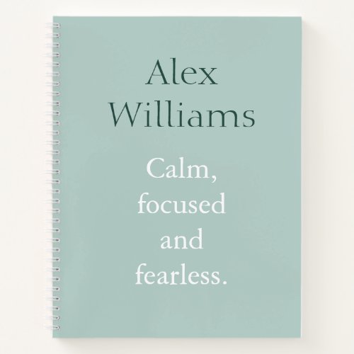 Duck Egg Calm Quote Personalized Name Notebook