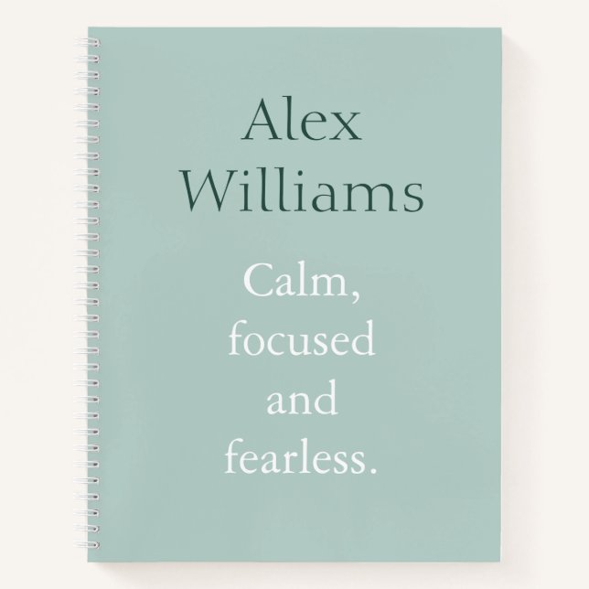 Duck Egg Calm Quote Personalized Name Notebook (Front)
