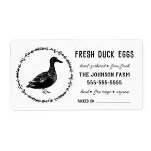 Duck Eggs   Vintage Farm Name Black & White Label