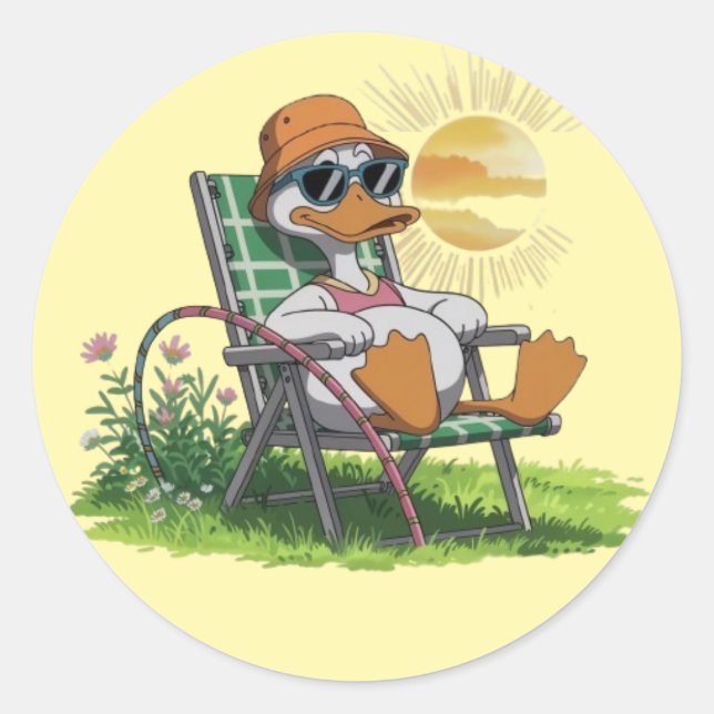 Duck enjoy summer  classic round sticker (Front)