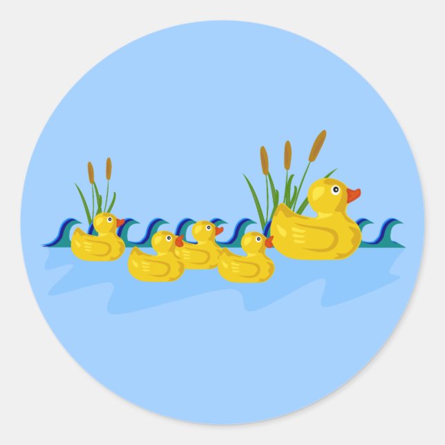 Duck Family Classic Round Sticker (Front)