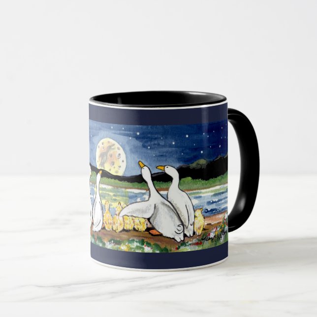 Duck Family Ducklings Watch Moon Designer Mug (Front Right)