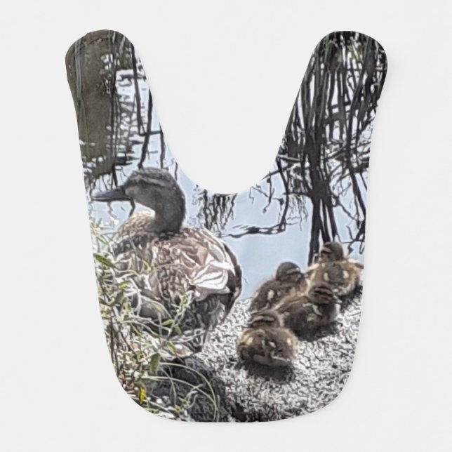 Duck family on the canal. baby bib (Front)