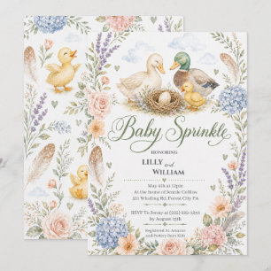 Duck Family One Sibling Baby Sprinkle Invitation