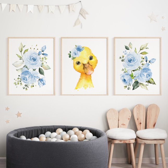 Duck, Farm Animals, Blue Flowers, Boy Nursery Wall Art Sets (Creator Uploaded)
