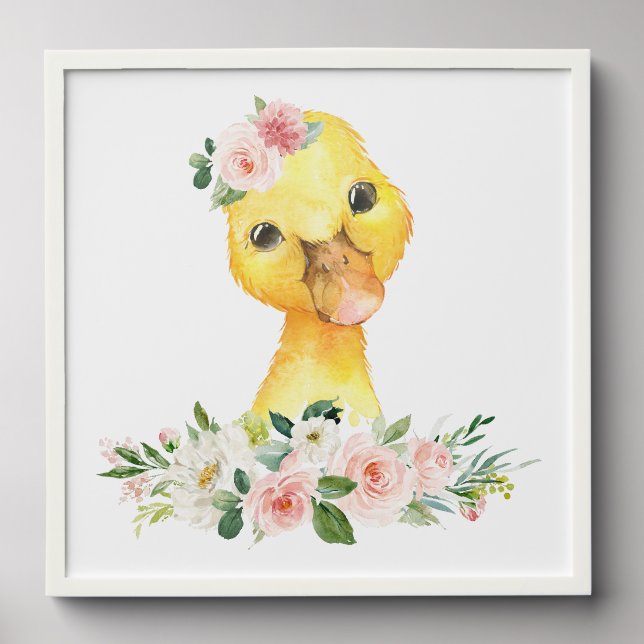 Duck, Farm Animals, Pink Flowers, Girl Nursery Peel And Stick Photo Tile (Front Set)