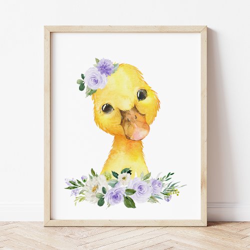 Duck Farm Animals Purple Flowers Gender Neutral Photo Print