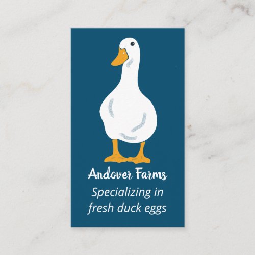 Duck Farm White Duck Navy Blue Business Card