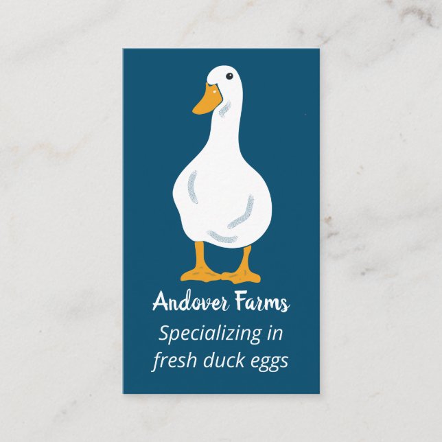 Duck Farm White Duck Navy Blue Business Card (Front)