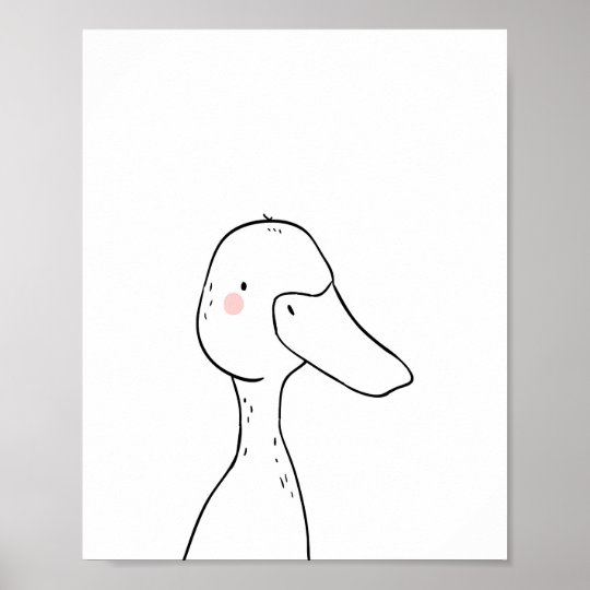 Duck Farmyard Animal Nursery Wall Art Monochrome | Zazzle.com