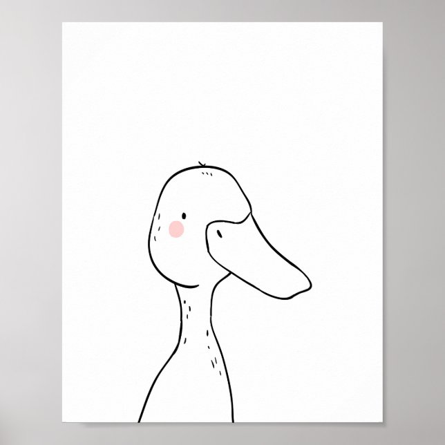 Duck Farmyard Animal Nursery Wall Art Monochrome (Front)