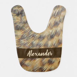 Duck Feather Nature Nursery Gold Brown Animals Baby Bib