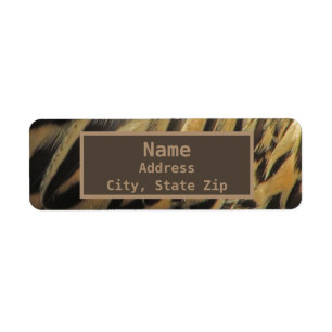 Duck Feather Pattern Elegant Golden Brown Nature Label