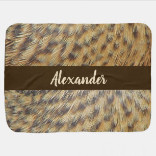 Duck Feather Photo Animal Print Gold Brown Spotted Baby Blanket