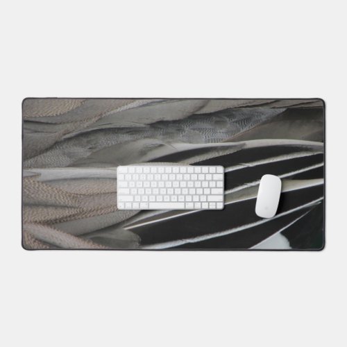 Duck Feather Photo Gray Black Abstract Nature Desk Mat