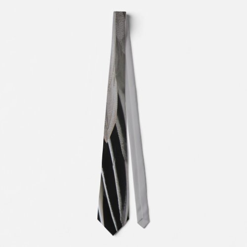 Duck Feather Photo Modern Black Grey Stripes Neck Tie