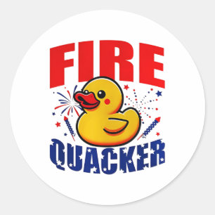 Duck Firequacker Patriotic Funny Independence 4th  Classic Round Sticker
