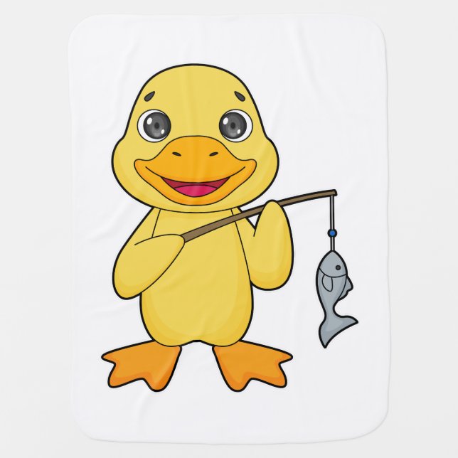 Duck Fishing Fisher Finshing rod Baby Blanket (Front)