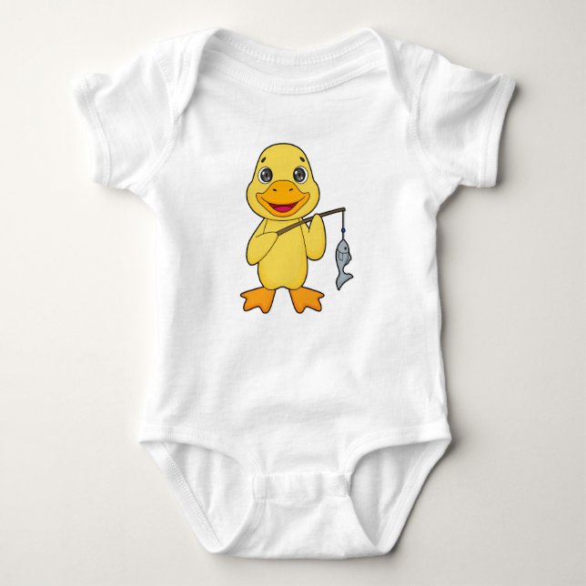 Duck Fishing Fisher Finshing rod Baby Bodysuit (Front)
