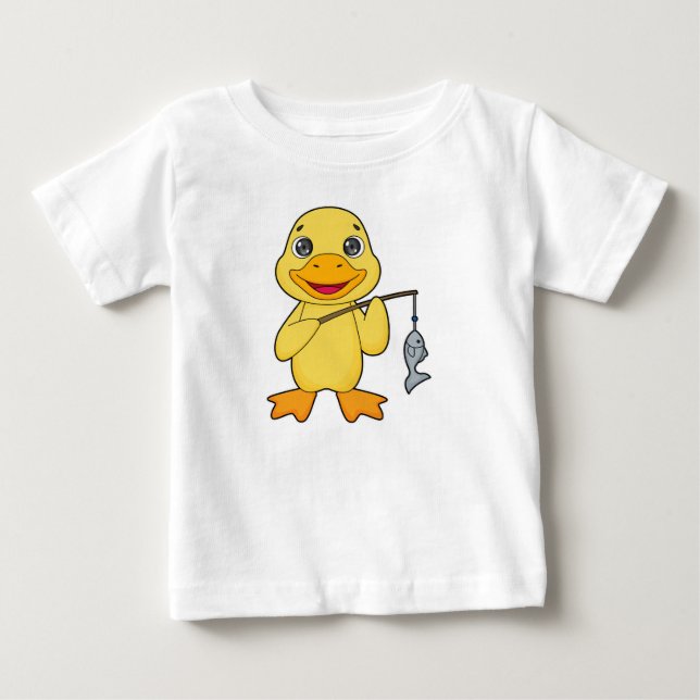 Duck Fishing Fisher Finshing rod Baby T-Shirt (Front)