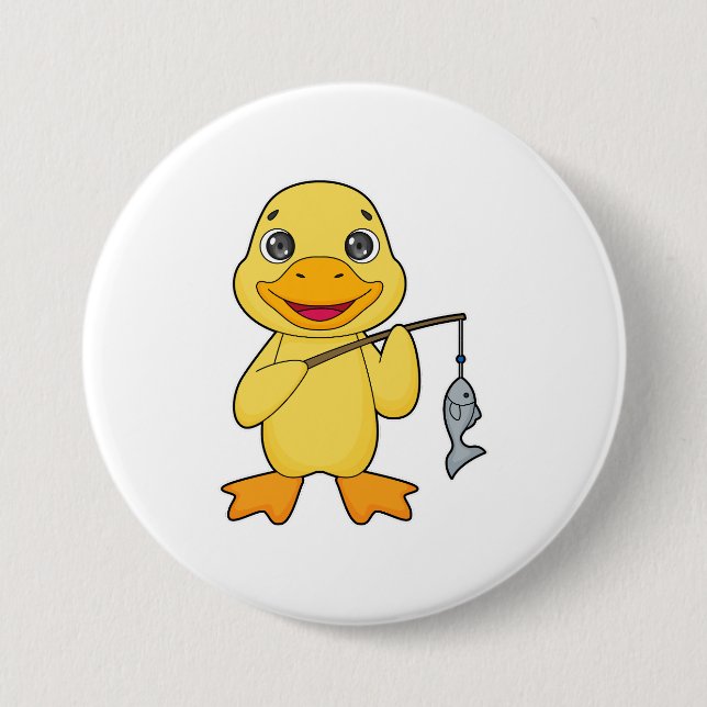 Duck Fishing Fisher Finshing rod Button (Front)