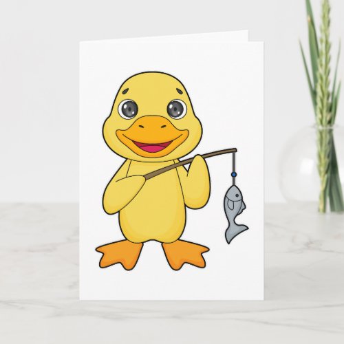 Duck Fishing Fisher Finshing rod Card