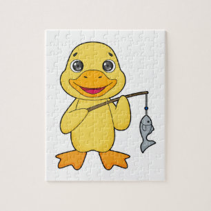 Duck Fishing Fisher Finshing rod Jigsaw Puzzle