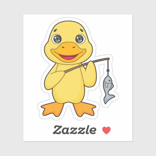 Duck Fishing Fisher Finshing rod Sticker (Sheet)